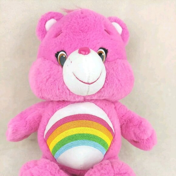 Care Bears Cheer Bear Plush Stuffed Animal Pink Rainbow Belly And Hearts - Picture 9 of 9